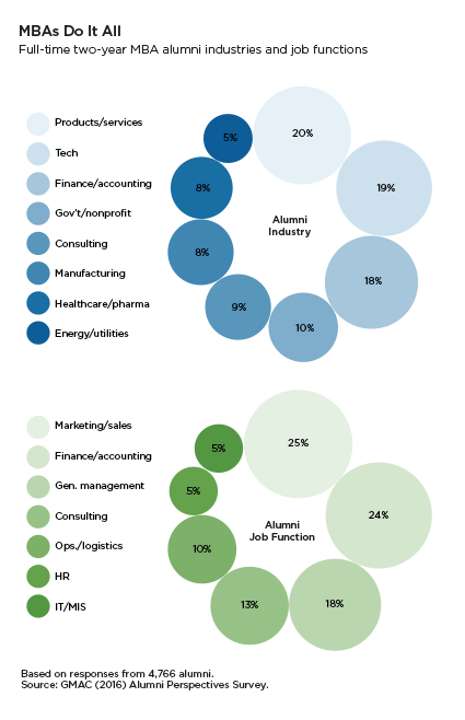 Full-time two-year MBA alumni industries and job functions