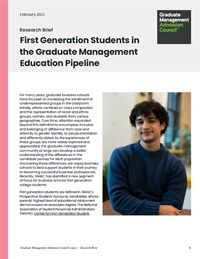 First Generation Students in the Graduate Management Education Pipeline 