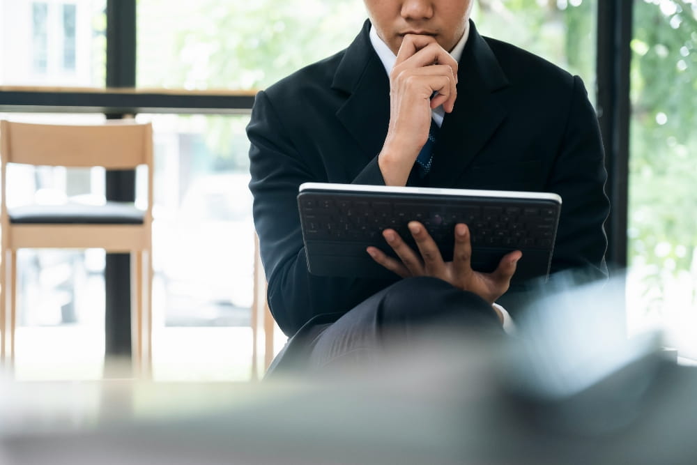 Person looking at tablet