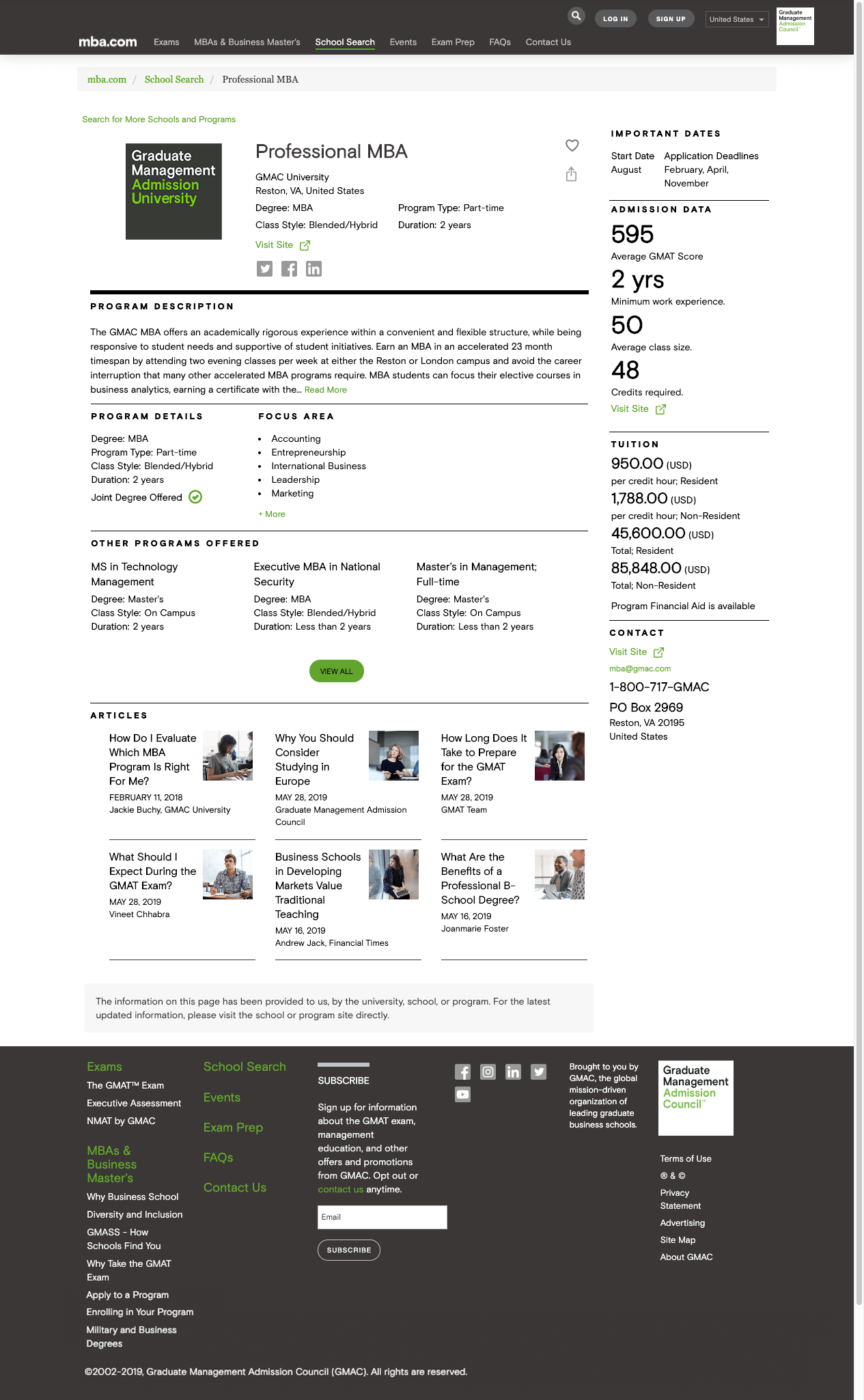 Program Finder Sample Profile