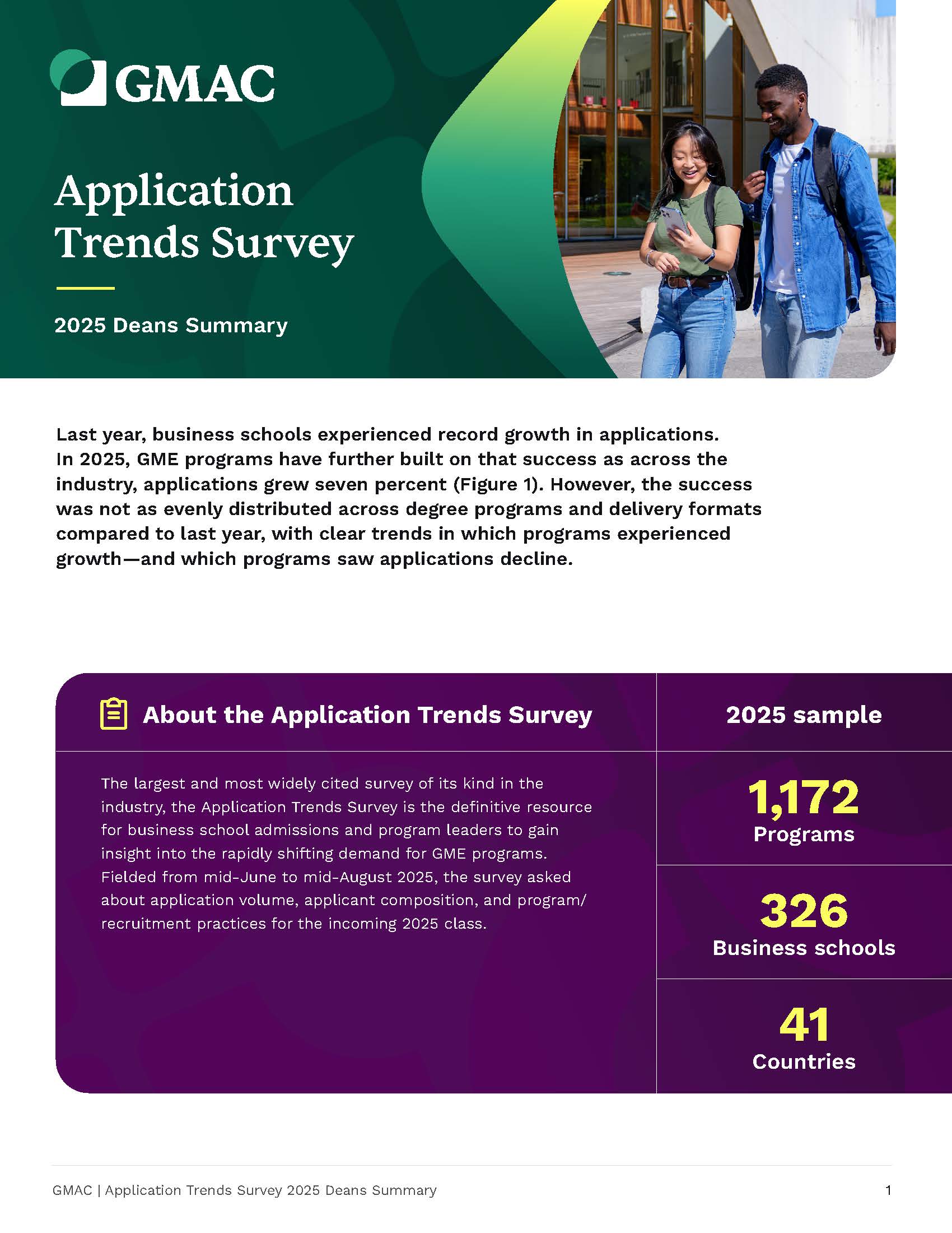 Cover for the Application Trends Survey 2025 Deans Summary