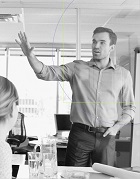 Business school candidate thinking about his career aspirations