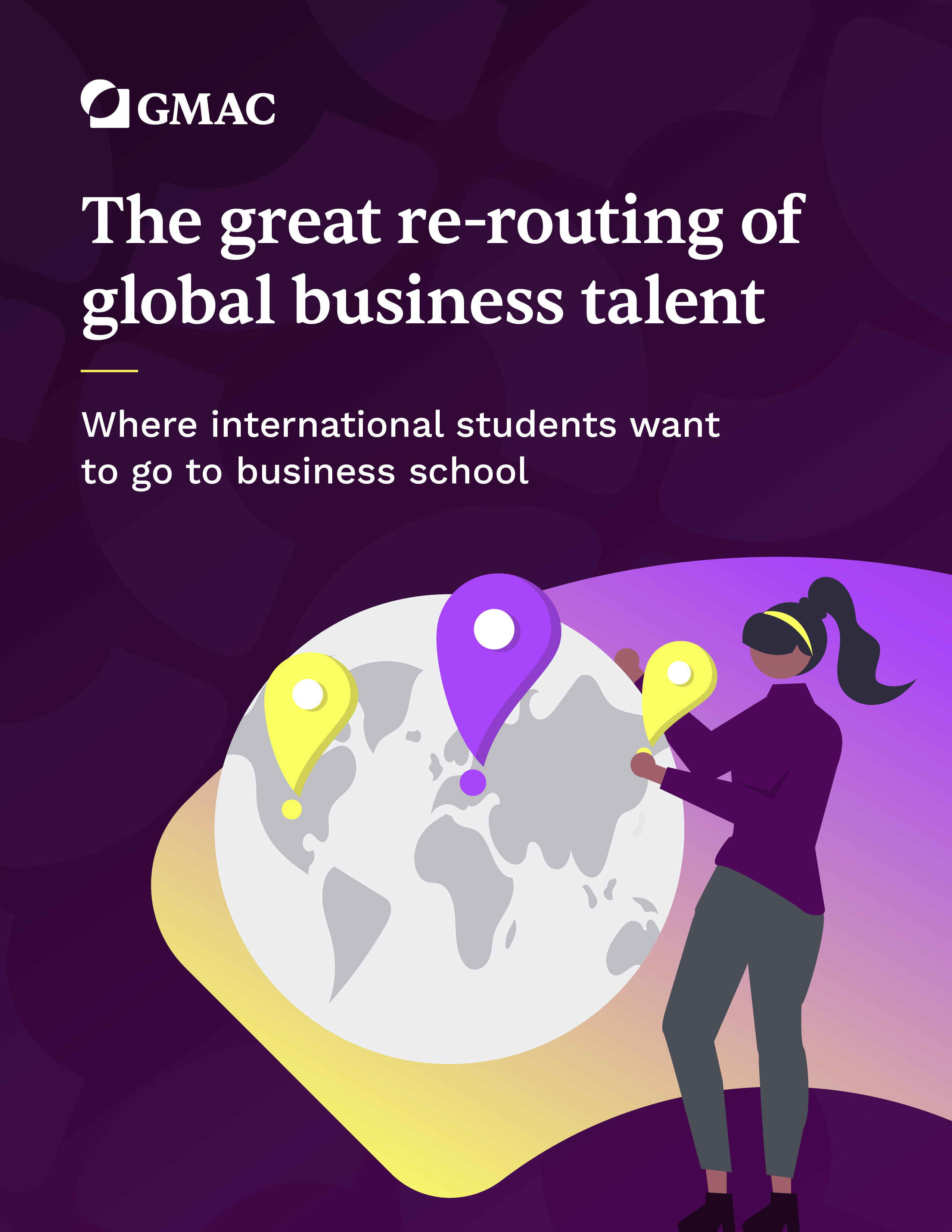 An illustration of a woman with a globe and points on a map