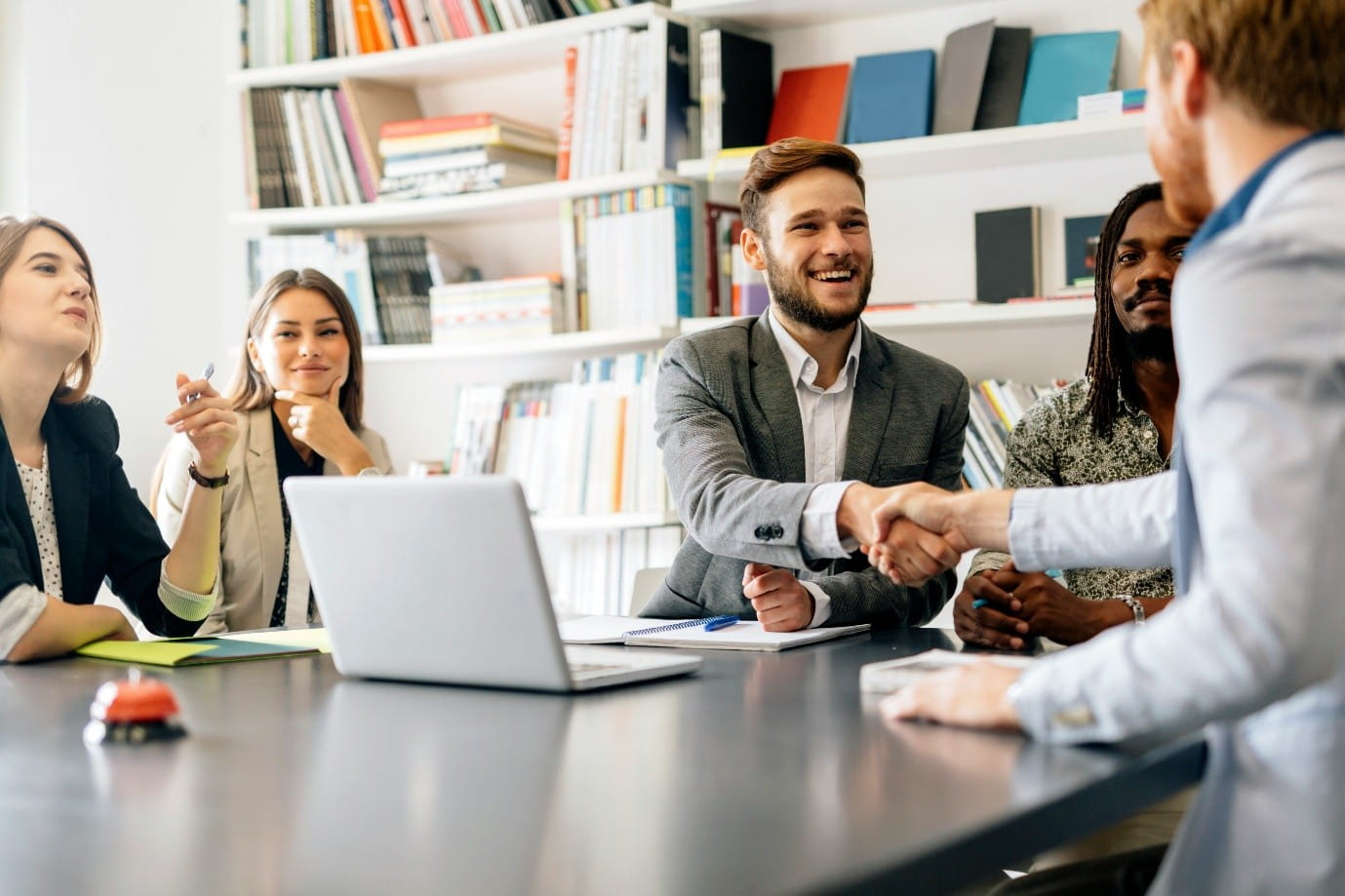 Students networking in the classroom 
