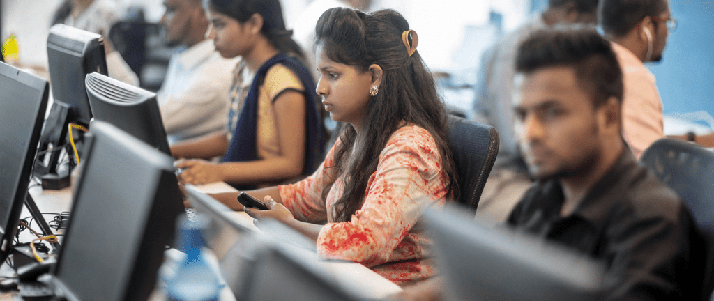 group of people in computer center