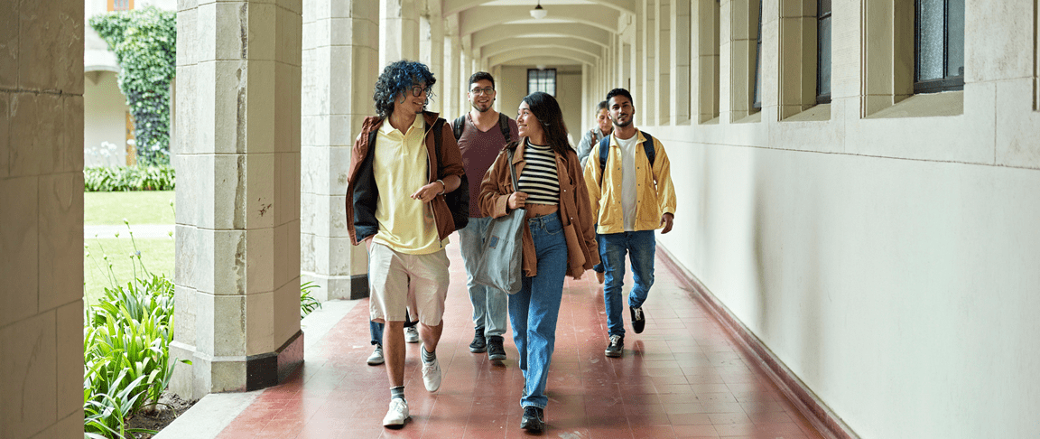 group of students walking