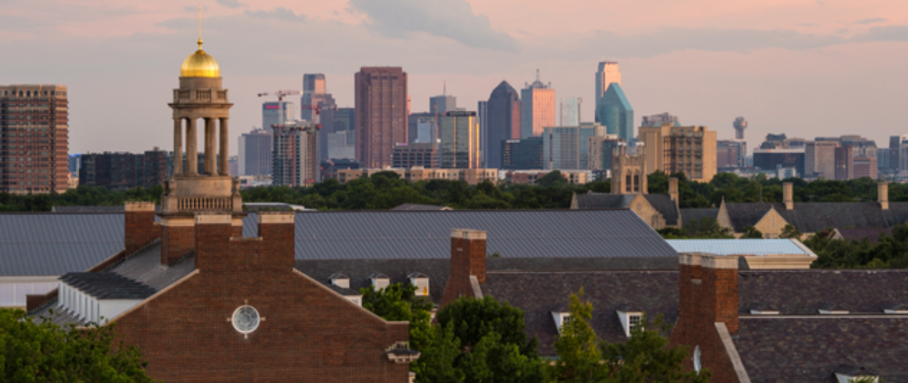 Skyline of Dallas, Texas, from the view of Southern Methodist University