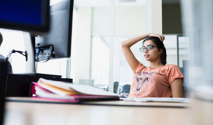 woman with desktop computer