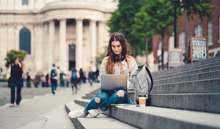 Studying on the Steps 
