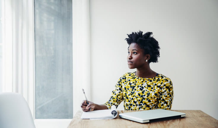 woman with notepad