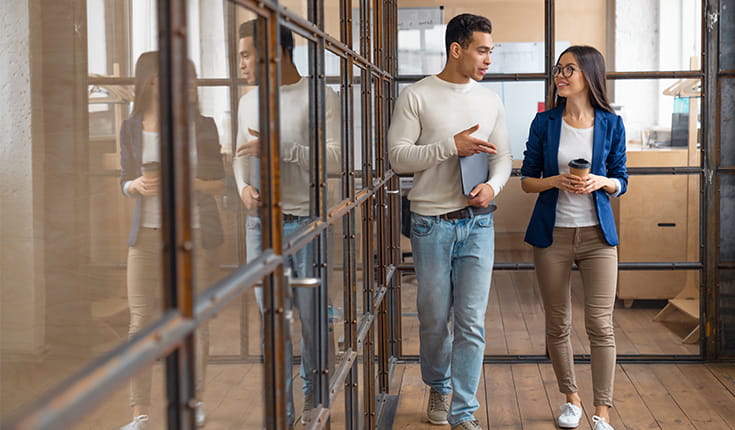 Students Talk in Hallway 