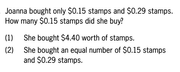 GMAT Data Sufficiency sample question